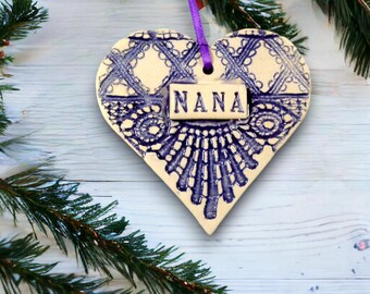 Nana Heart Ornament, Mother's Day Gift, Grandmother Ornament, Pregnancy Reveal