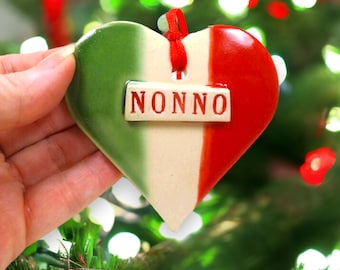 Nonno Ornament, Italian Grandfather, Christmas Ornament, Italy Flag, Travel Theme Gift