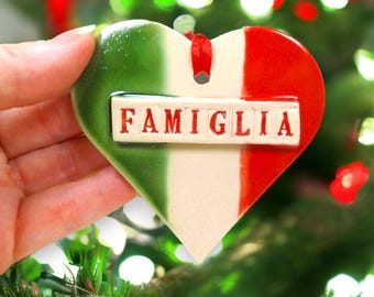 Famiglia Herz Ornament, Italienische Flagge, Geschenk für Reiseliebhaber, Stocking Stuffer