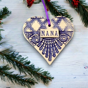 Nana Heart Ornament, Mother's Day Gift, Grandmother Ornament, Pregnancy Reveal
