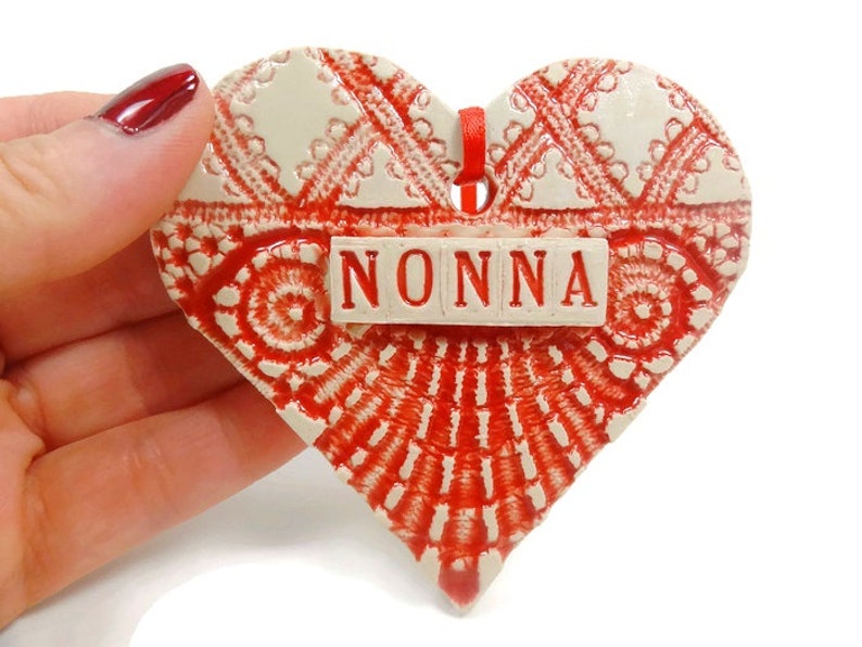 Nonna Ornament, Italian Grandmother, Christmas Ornament, Secret Santa, Stocking Stuffer Red