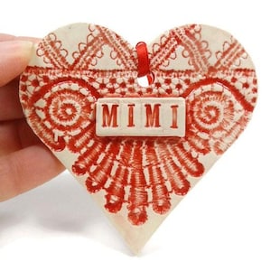Mimi Ornament, Tree Ornament, Pregnancy Reveal, New Grandmother, Baby Announcement, Christmas Ornament, New Grandparent Red