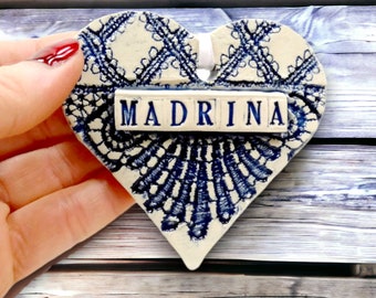 Madrina Ornament, Spanish Godmother, Gift from Godchild, Baptism, Christening Gift, Stocking Stuffer