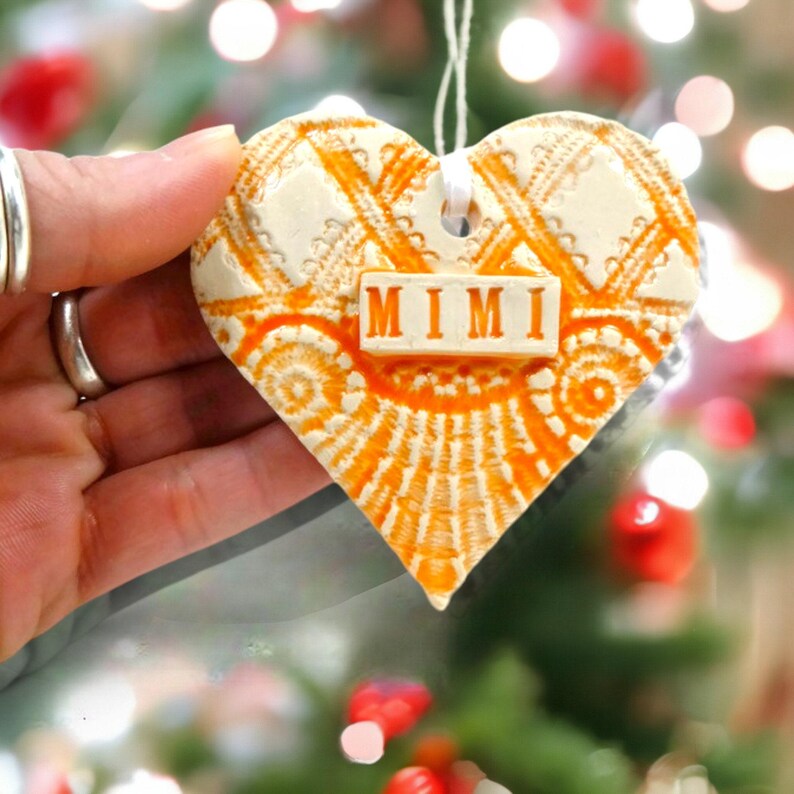 Mimi Ornament, Tree Ornament, Pregnancy Reveal, New Grandmother, Baby Announcement, Christmas Ornament, New Grandparent Orange