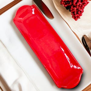 Red Appetizer Plate, Snack Tray, Holiday Kitchen Decor, Pottery Serving Dish, Gift for Foodie, Unique Table Setting