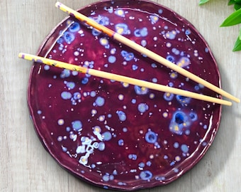 Ceramic Handmade Purple Dinner Plate, Vibrant Purple Kitchen Decor, Modern Kitchen Dish, Contemporary Home Gift