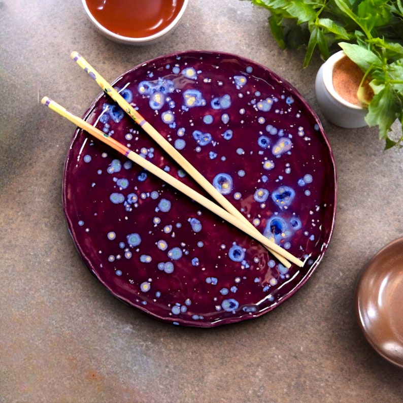 Ceramic Handmade Purple Dinner Plate, Vibrant Purple Kitchen Decor, Modern Kitchen Dish, Contemporary Home Gift image 6