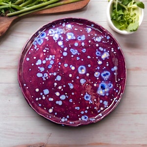 Ceramic Handmade Purple Dinner Plate, Vibrant Purple Kitchen Decor, Modern Kitchen Dish, Contemporary Home Gift image 7