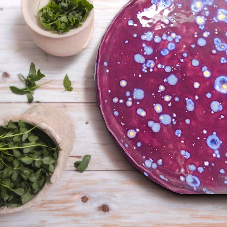 Ceramic Handmade Purple Dinner Plate, Vibrant Purple Kitchen Decor, Modern Kitchen Dish, Contemporary Home Gift image 5