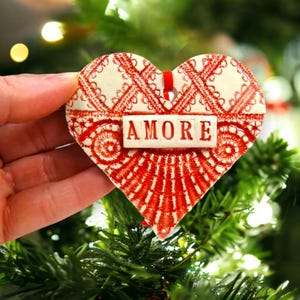 Amore Heart Ornament, Valentine Heart, Italian Wedding Favor