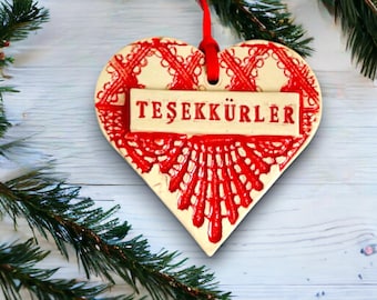 Tesekkurler Ornament, Thanks in Turkish, Bridal Shower Favor, Christmas Gift, Turkey Wedding Favor, Thank You Souvenir