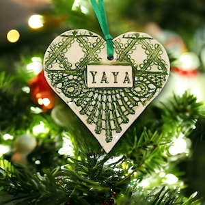 Yaya Heart Ornament, Yaya Christmas Gift, New Grandmother Birthday, Mother's Day