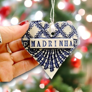 Madrinha Ornament, Portuguese Godmother, Baptism Gift,  Madrinha Birthday, Godparent Gift, Stocking Stuffer