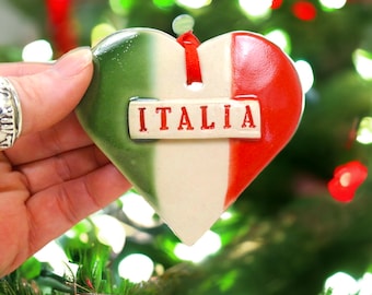 Italy Flag Ornament, Italian Christmas, Travel Lover Keepsake, Vacation Souvenir