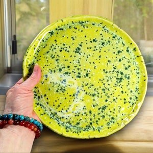 Ceramic Handmade Green Dinner Plate, Lime Green Kitchen Decor, Modern Kitchen Dish, Contemporary Home Gift Bild 8