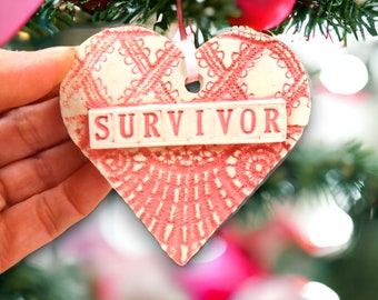 Breast Cancer Ornament, Survivor Gift, Cancer Warrior