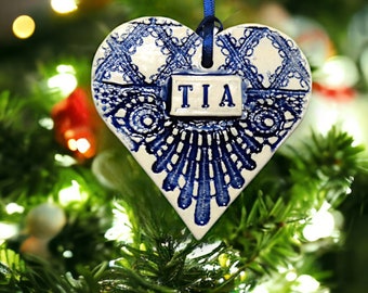 Tia Ornament, Spanish Aunt Gift, Christmas Heart Ornament, Birthday for Her