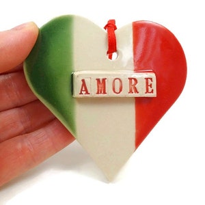 Amore Heart Ornament, Italian Flag Wedding Favor, Secret Santa, Engagement Gift image 2