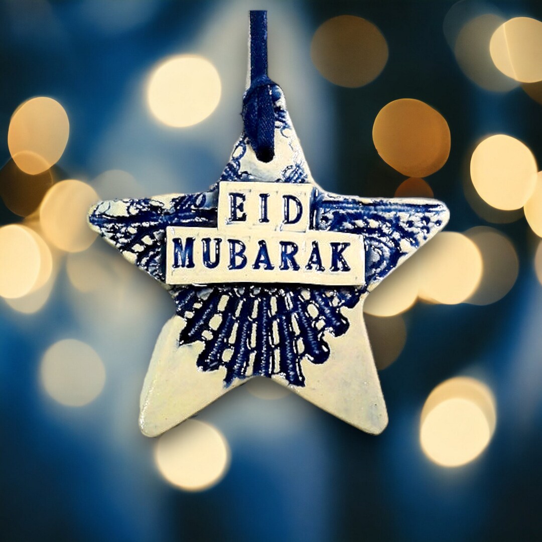 Eid Mubarak Ceramic Ornament, Eid Decor Ramadan, Tree Decor, Eid ...