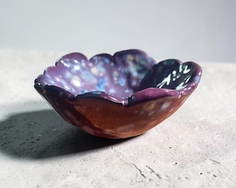Small Ceramic Bowl, Little Candy Dish, Purple Pottery Bowl, Round Soap Dish