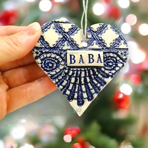 Baba Heart Ornament, Stocking Stuffer, Mother's Day, Grandparent Gift, Pregnancy Reveal