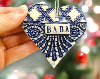 Baba Heart Ornament, Stocking Stuffer, Mother's Day, Grandparent Gift, Pregnancy Reveal