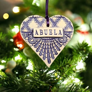 Abuela Heart Ornament, Spanish Grandmother Valentine, Christmas Tree Decor image 4