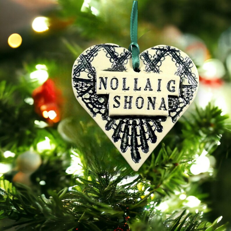 Nollaig Shona Ornament, Weihnachten irisch, Weihnachtsgeschenk, keltische Dekoration, gälische Dekoration, geheimes Weihnachtsgeschenk Green