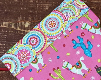 Lama and cactus bandana Single layer flannel bandana for dogs and cats Desert themed tied bandana.