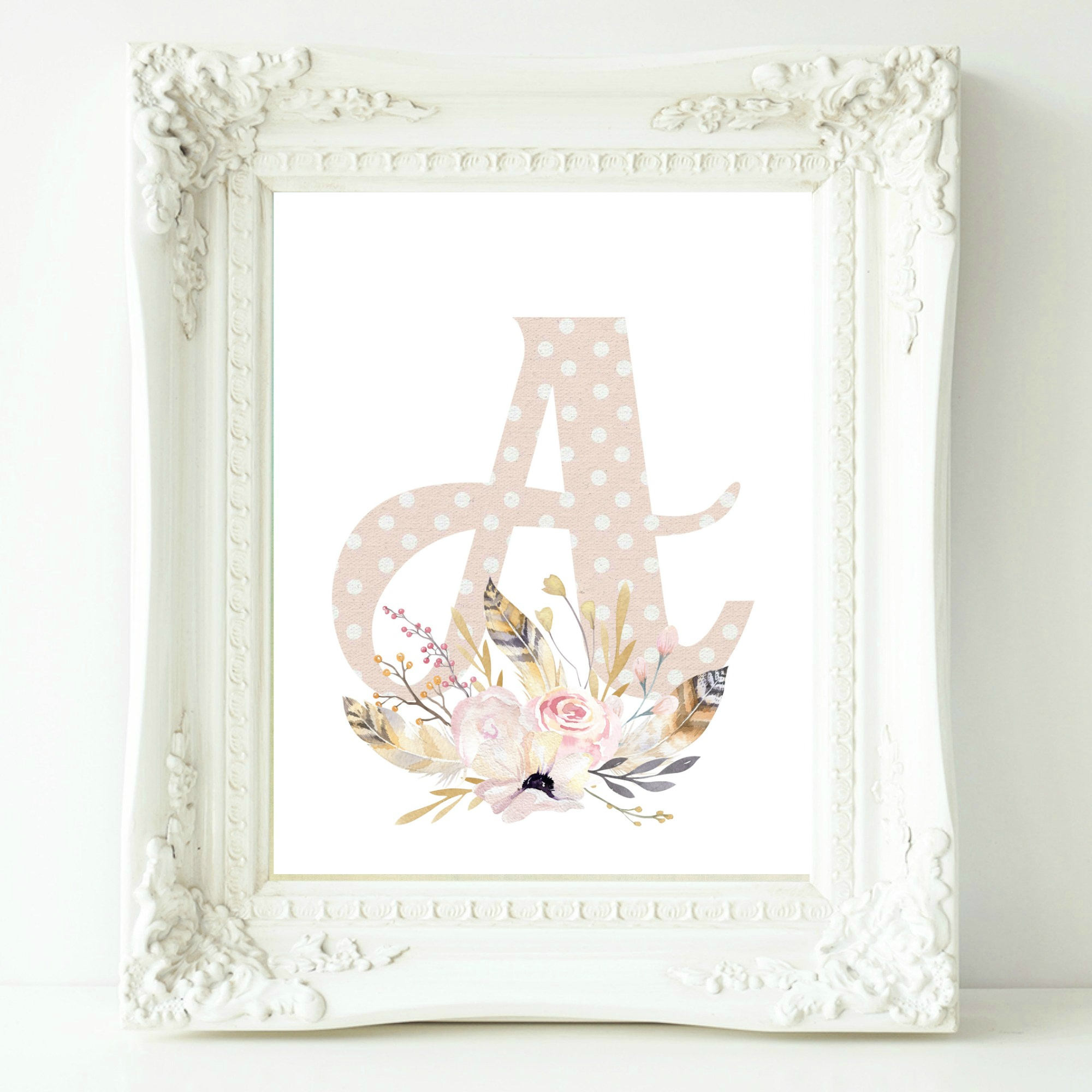 Nursery Monogram, Baby Girl Room Decor, Digital Download, Set of 3 Wall