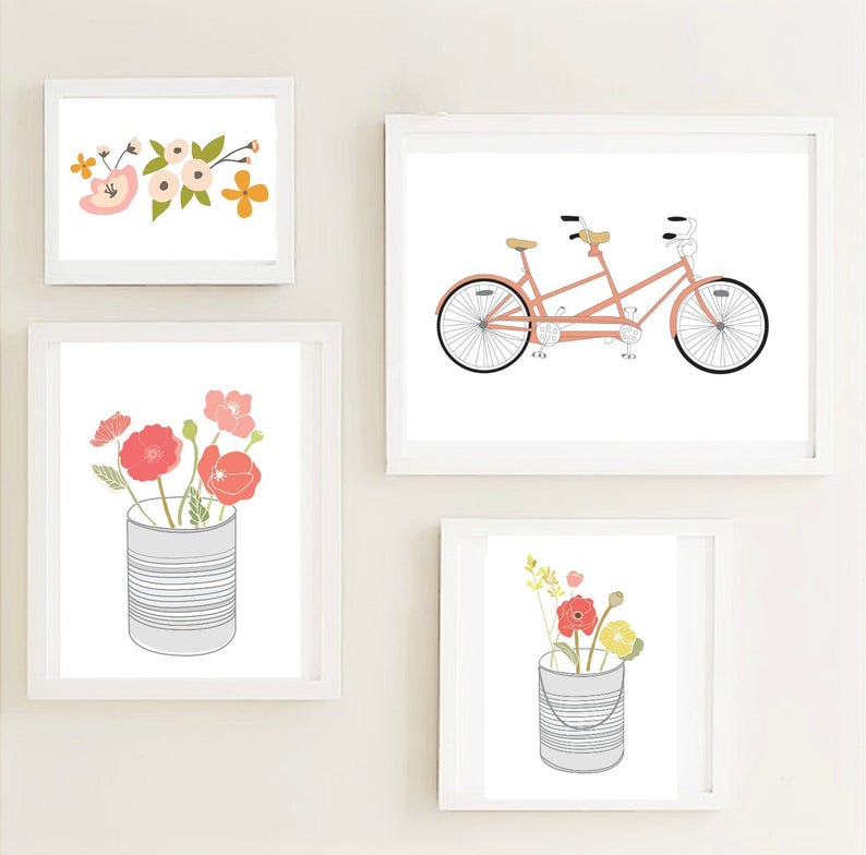 Nursery Wall Art Set Printable Blush Floral Rustic Art Etsy