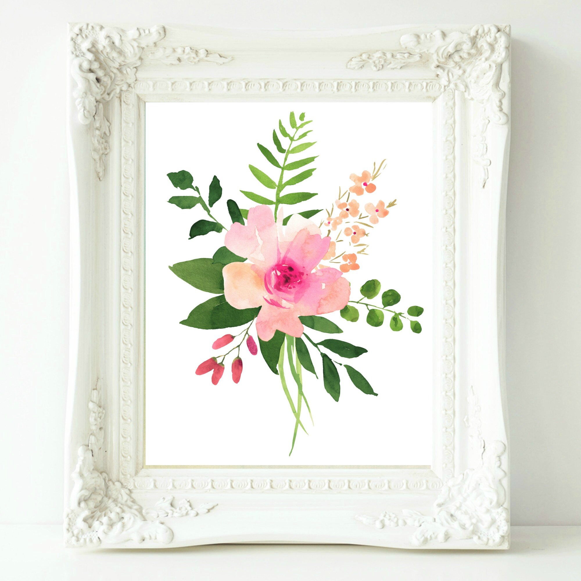 Watercolor Painting, Nursery Wall Decor, Floral Art, Printable, Set of ...