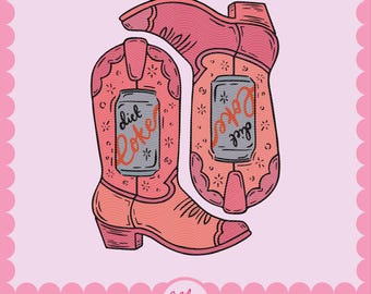 Diet Coke Cowgirl Boot PNG | Western Diet Coke PNG | I need a Diet Coke | Diet Coke Mama | Sublimation File