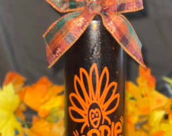 Thanksgiving “Gobble” Wine Bottle with cork lights