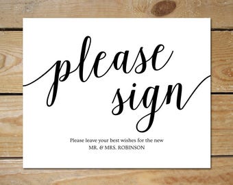 Wedding Guest Book Sign, Guest Book Alternative Sign / Please Sign Guestbook, Printable Wedding Signs