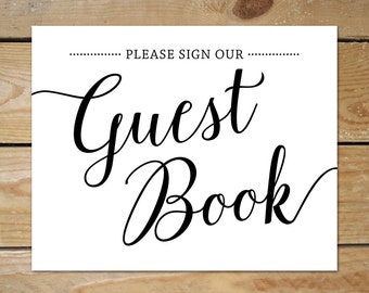 Wedding Guest Book Sign // Instant Download Printable Guest Book Sign // Black Wedding Signs Download