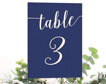 Navy Table Numbers Printable 1-40, Navy Wedding Decor, Table Numbers Navy Wedding Printable