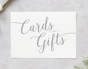 Silver Wedding Cards Sign / Printable Cards and Gifts Sign / Instant Download