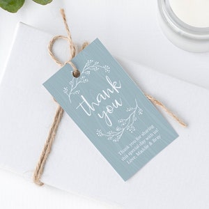 Rustic Thank You Tags, Gift Tag Template, Dusty Blue Wedding Favor Tags ...