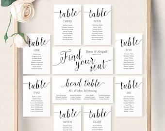 Seating Chart Wedding Template / Wedding Seating Chart Cards / Wedding Seating Plan / Seating Chart Template for Picture Frame Collage