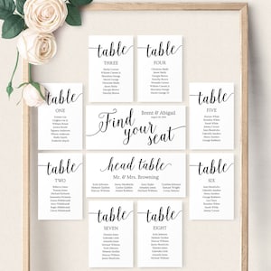 Seating Chart Wedding Template / Wedding Seating Chart Cards / Wedding Seating Plan / Seating Chart Template for Picture Frame Collage image 1