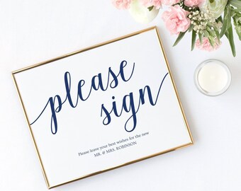 Printable Please Sign Our Guest Book Alternative Sign / Navy Wedding Signage, Well Wishes Sign / Instant Download Wedding Sign