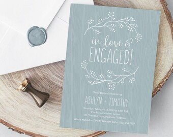 Rustic Engagement Party Invitation Template, Engagement Invitation Printable, Rustic Wedding Invites Instant Download