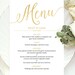 Gold Wedding Menu Template Download / Printable Wedding Menu Cards ...