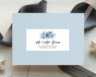 Address Labels Template, Envelope Labels, Address Labels Stickers, Dusty Blue Wedding