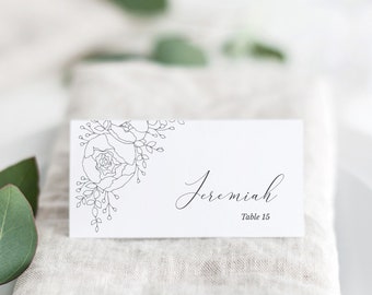 Name Place Cards Wedding, Calligraphy Place Cards, Editable, Template, Fine Art Wedding