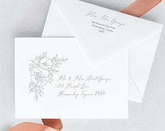 Wedding Envelope Template, Calligraphy Envelope Addressing Template, Printable, Fine Art Wedding, Peony
