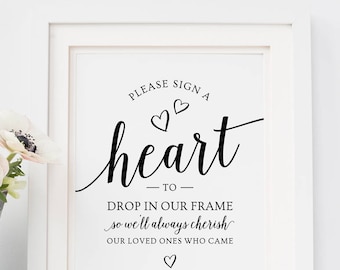 Sign A Heart Guestbook Sign Printable / Wedding Guest Book Ideas Sign / Printable Wedding Signs