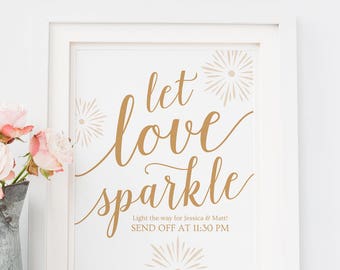 Let Love Sparkle Sign Template / Gold Wedding Signs Printable / Printable Wedding Send Off Sign / Printable Wedding Templates