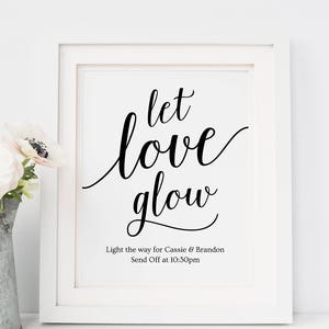 Glow Stick Wedding Send off Sign, Let Love Glow, Minimalist Modern,  Editable Template, Printable, Instant Download, Templett, 8x10 0009-71S 